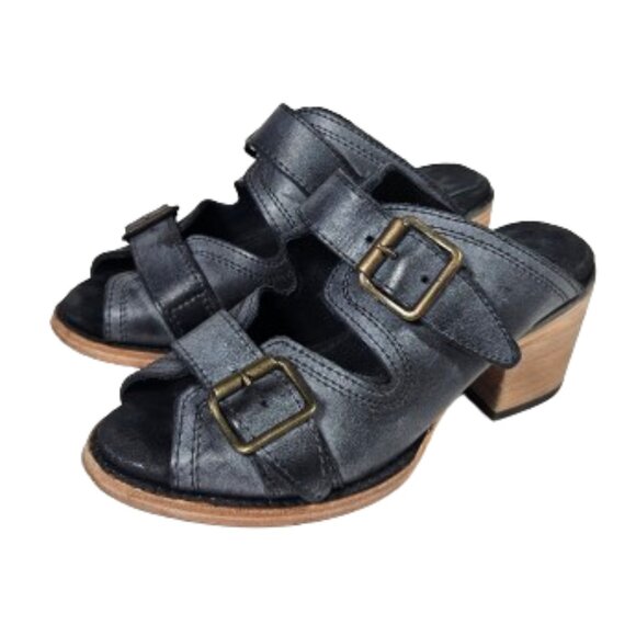 Freebird by Steven Caprice Blue Sandals Heels Women's Size 5 Leather Boho - Picture 1 of 9